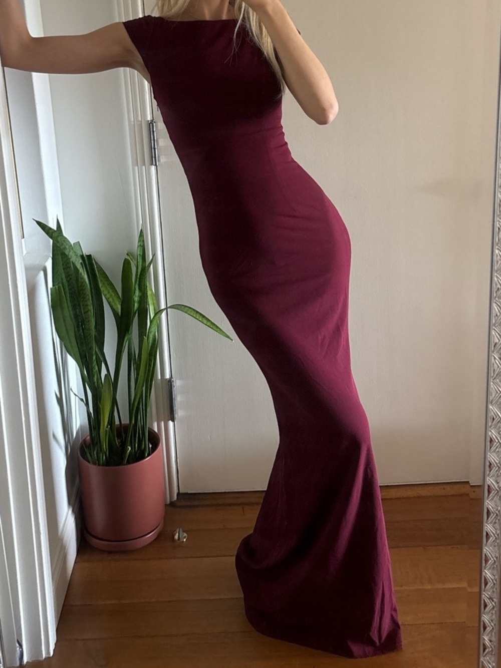 Katie May Sheath Maxi Dress in Deep Wine